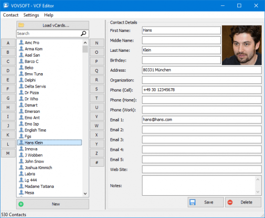 VovSoft VCF Editor 2.1