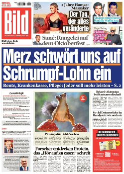 Bild Zeitung 07. Oktober 2025 Bild Zeitung 07. Oktober 2025