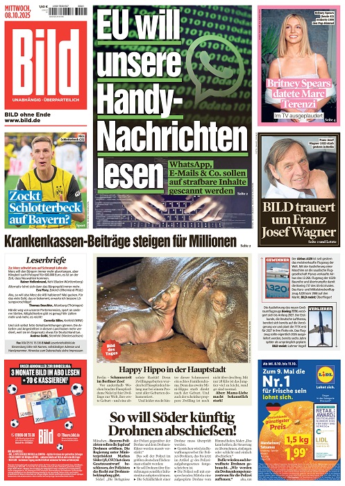 Bild Zeitung vom 08. Oktober 2025