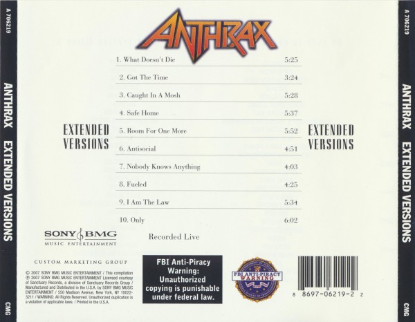 Anthrax - Extended Versions (2007) (Lossless + 320)