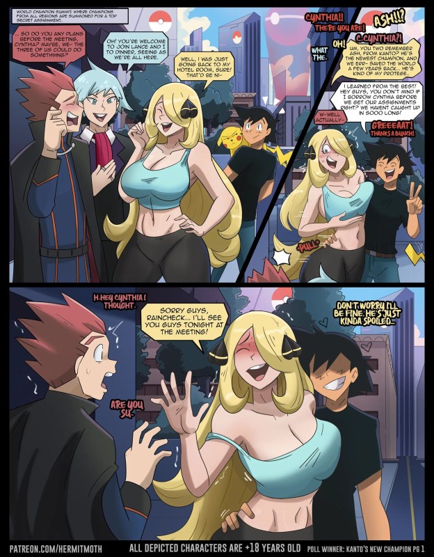 Hermit Moth - Kanto's New Champion (Ash and Cynthia) Porn Comics