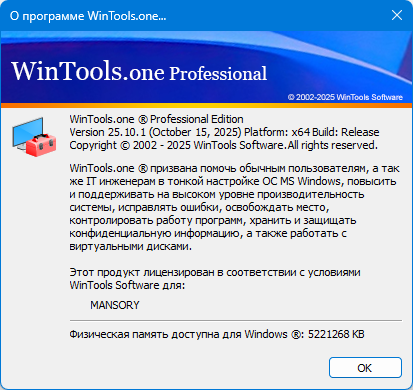 WinTools.one Home / Professional 25.10.1