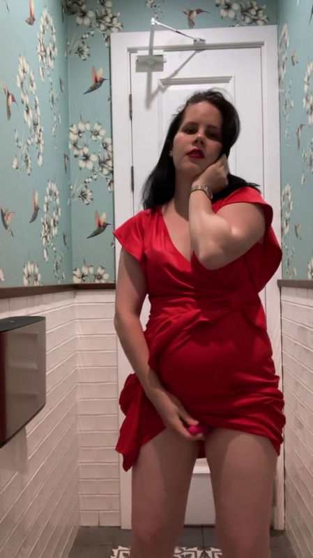 Onlyfans: Hot Brunette In Red Dress Masturbates In a Public Restaurant AnnaSky (SD) - 2025