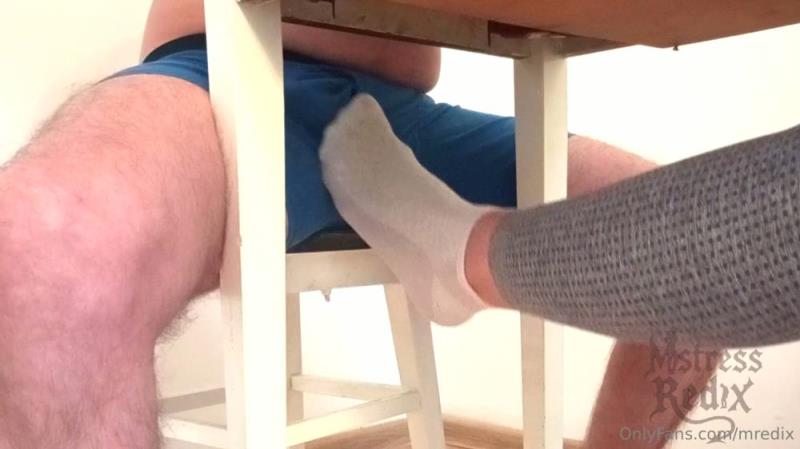 Mistress Redix - Sockjob and Ruined Orgasm Under Table [FullHD 1080P]