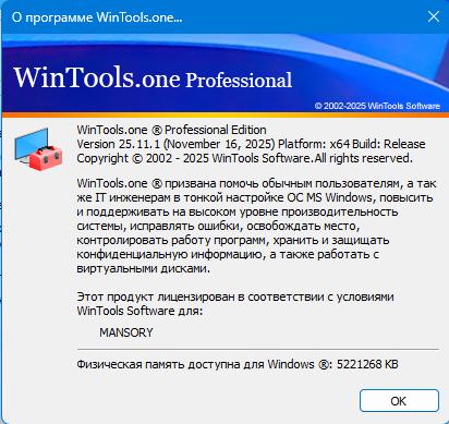 WinTools.one Home / Professional 25.11.1