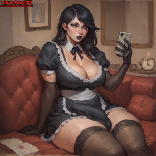 TheCoomjurer - Curvaceous Goth Maid Shemale