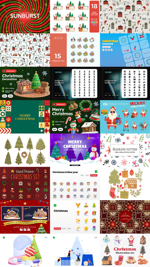 24 Christmas and Happy New Year Design Elements Bundle 8