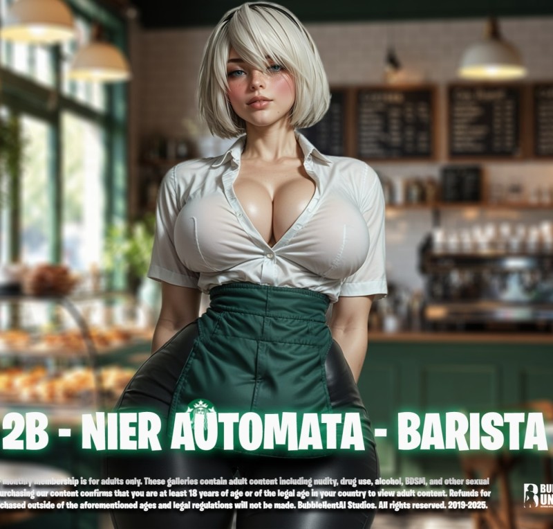 [BubbleHentAI] 2B - Nier Automata - Barista AI Porn
