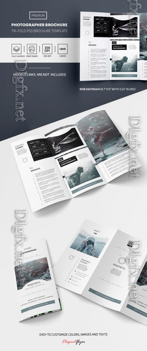 Photographer  Premium Tri-Fold PSD Template - Elegantflyer